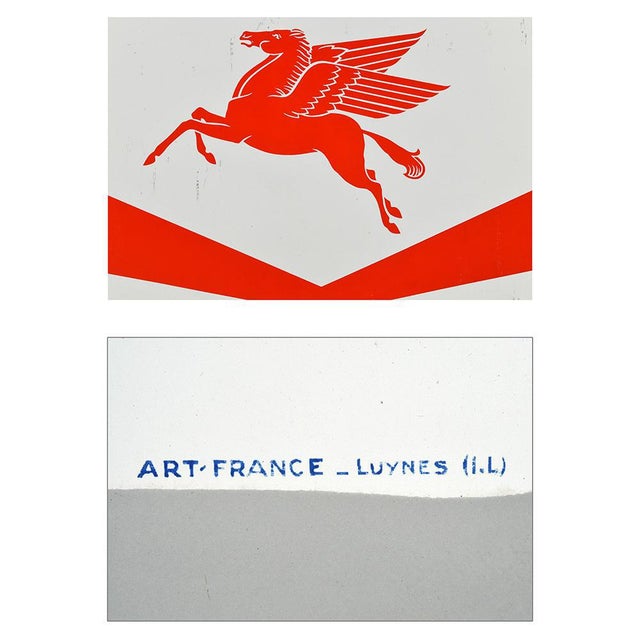 enamel sign advertising "Mobiloil". This piece is designed in the style of the selected designer and/or manufacturer