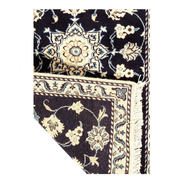Traditional 2020s Fine Navy Blue Persian Nain For Sale - Image 3 of 4