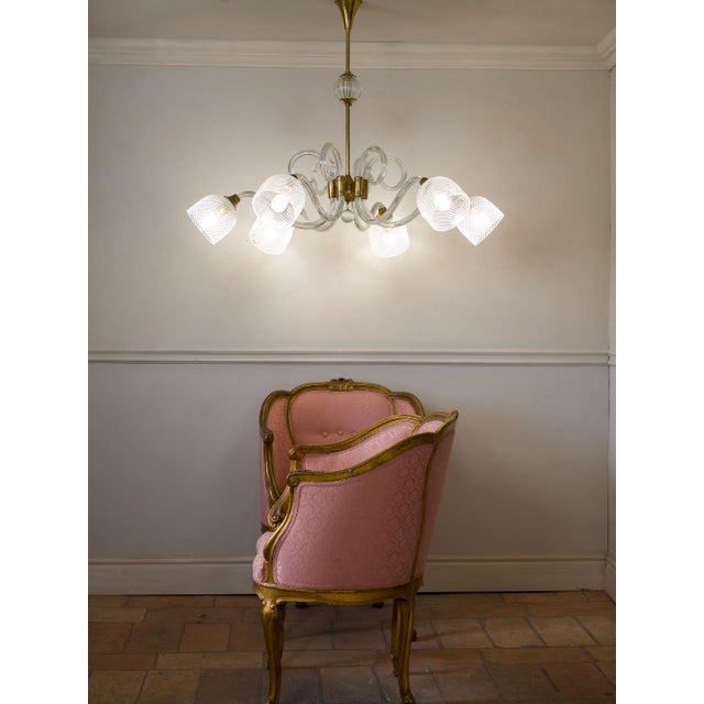 Mid-Century Modern Large Six-Light Chandelier in Blown Murano Glass by Ercole Barovier, 1930s For Sale - Image 3 of 14