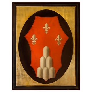 Italian Oval Coat of Arms, 1890s, Oil on Canvas & Gold Leaf For Sale