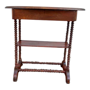 Antique Victorian Style 2 Tier Spool Leg Side Table