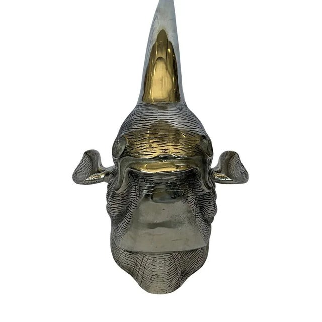 Late 20th Century Wall Mounted Cast Aluminum Rhino Sculpture For Sale - Image 10 of 12