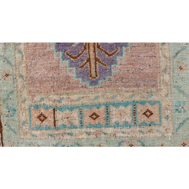 Vintage Turkish Oushak Rug With All-Over Sub-Geometric Medallion Design For Sale In Atlanta - Image 6 of 8