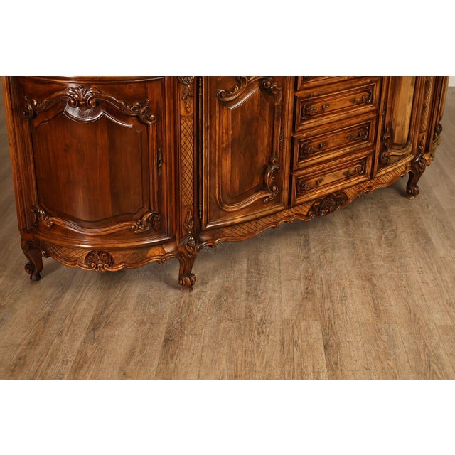 French Louis XV Style 106" Long Marble Top Walnut Sideboard For Sale - Image 10 of 18