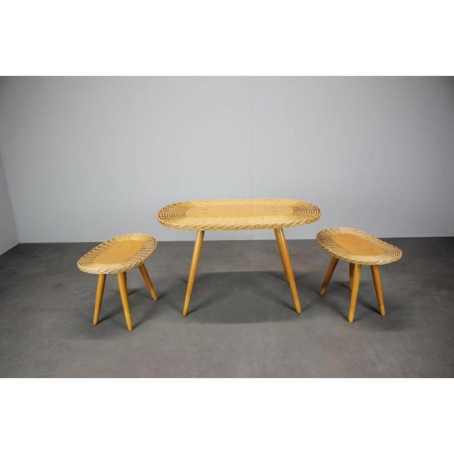 Mid-Century Rattan Seating Set attributed to Uluv, Czechoslovakia, 1960s, Set of 3 For Sale - Image 11 of 12