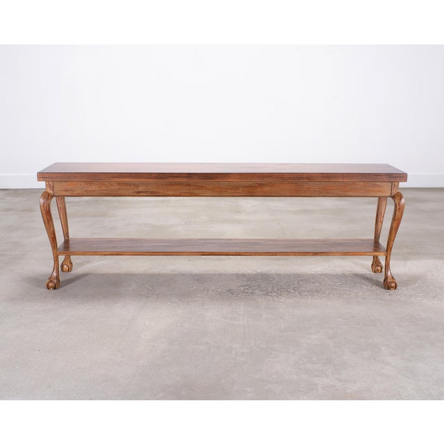 English Queen Anne Style Walnut Two-Tier Console Table 6 Ft For Sale - Image 18 of 18
