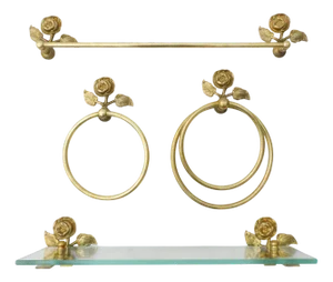Mid-Century Modern French Rose Flower Towel Bar, 1950s