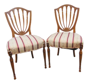 Sheraton Carved Mahogany Sheildback Chairs - a Pair