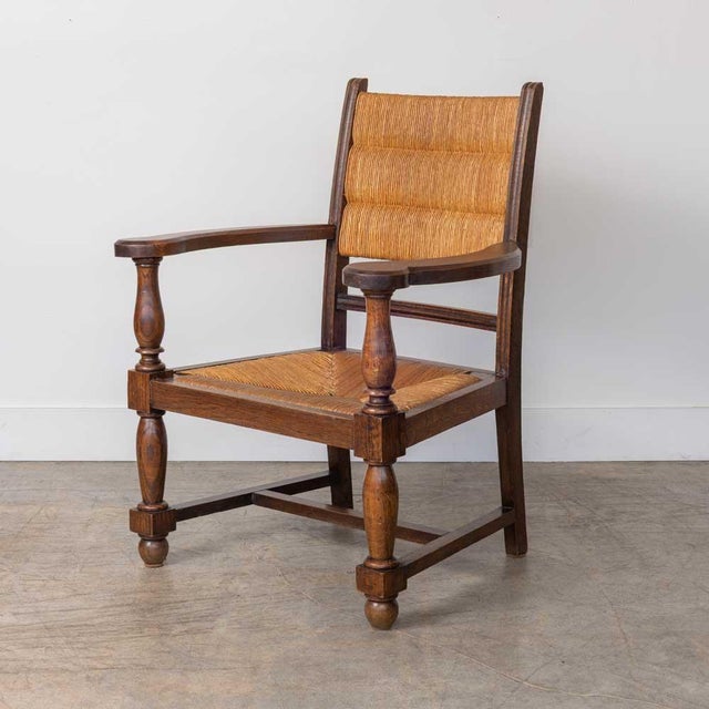 1940s Pair of Carved Wood and Woven Chairs by Charles Dudouyt For Sale In Los Angeles - Image 6 of 13