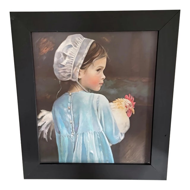1980s Vintage N.A.Noël “Emma" Framed Lithograph Print With Official Embossed Stamp For Sale