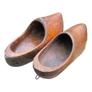 Antique Late 1800s Wooden Clogs/ Shoes, From Germany For Sale