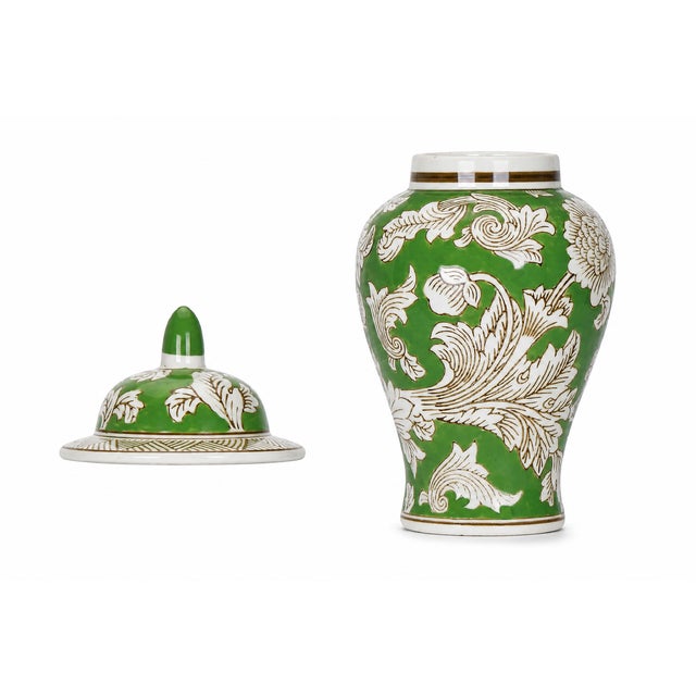 Add timeless elegance to your home with this **Vintage Chinoiserie Green Ginger Jar**, beautifully decorated with an...