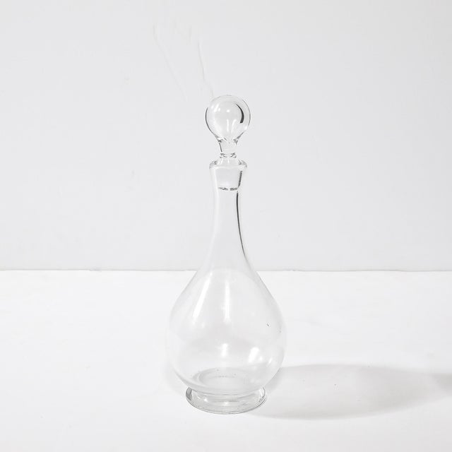 Transparent Mid-Century Modernist Drop Form Crystal Decanter Signed Baccarat For Sale - Image 8 of 9