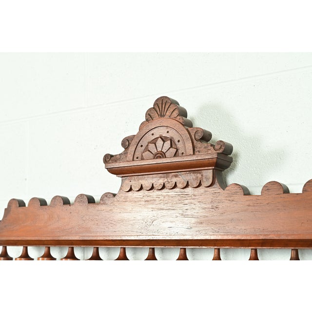 Herter Brothers Style Antique Monumental Eastlake Victorian Carved Walnut Full Size Bed, Circa 1880s For Sale - Image 9 of 11