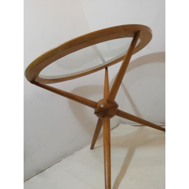 Tripod Table in Wood and Glass attributed to Cesare Lacca, Italy, 1950s For Sale - Image 6 of 16