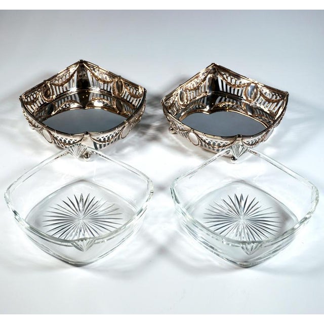 Art Nouveau Silver Baskets with Cut Glass Inserts, Germany, 1910, Set of 2 For Sale - Image 4 of 7