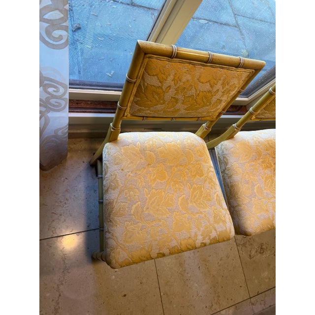 Yellow Set of 8 Vintage Faux Bamboo Dining Chairs- Hollywood Regency-Palm Beach For Sale - Image 8 of 12