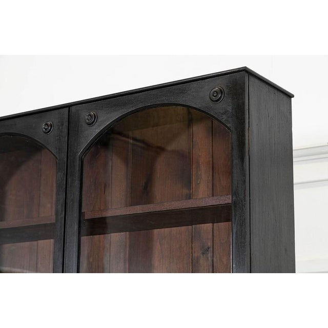 Brown Antique English Ebonised Mahogany Glazed Bookcase, 1880 For Sale - Image 8 of 17