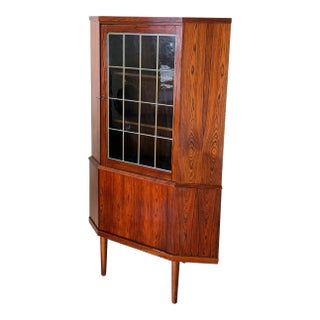 Mid Century Danish Rosewood Corner Cabinet – Vintage Scandinavian Display Cabinet 1960s For Sale
