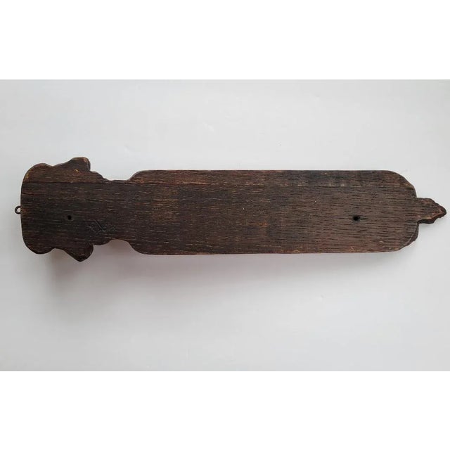Wood Antique American Hand Carved Wood Figural Thermometer For Sale - Image 7 of 8