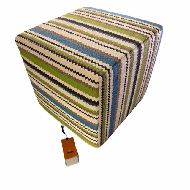 Missoni Missoni Home Zig Zag Striped Pillows and Cube Ottoman Pouf – Set of Four For Sale - Image 4 of 8