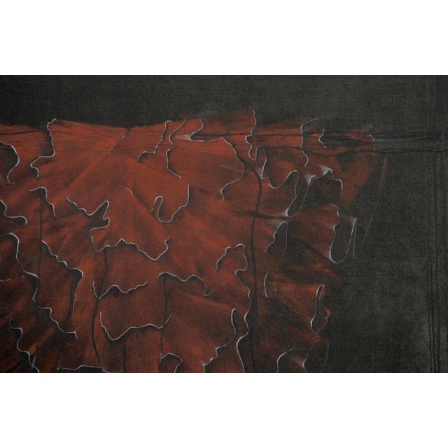 Realism Patricia A. Pearce "Red Medusa Mantle" (Ruffled Kimono) Abstract Pen and Ink Hand Augmented Collotype 1980s For Sale - Image 3 of 7