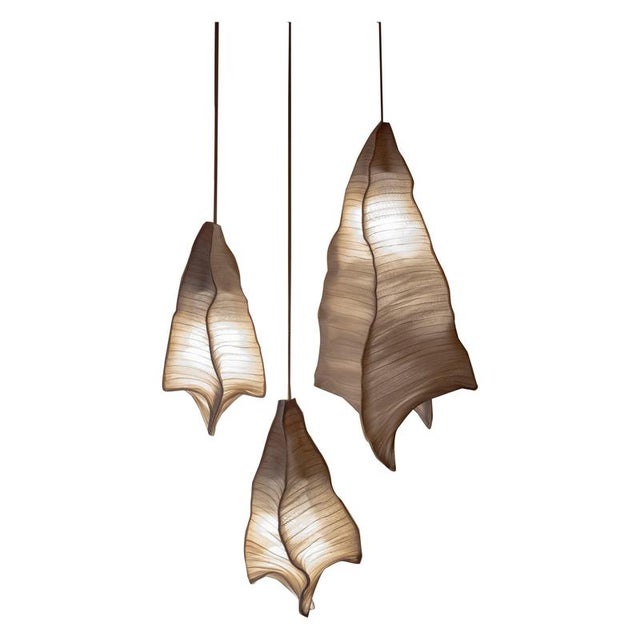 Goldenrod Phantasma Pendant Lamps by Mirei Monticelli, Set of 3 For Sale - Image 8 of 8