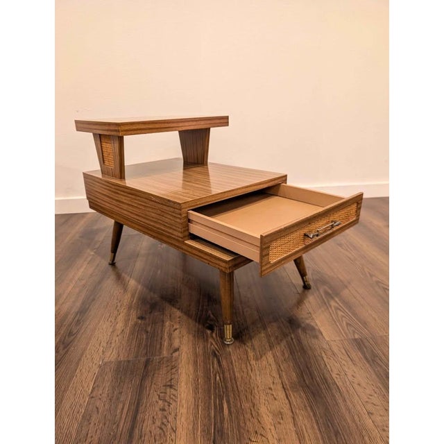 1960s MCM Pair of 3 Tiered Laminate End Tables For Sale - Image 5 of 7