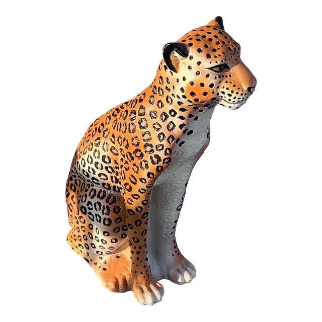Mid Century Modern Plaster Leopard Statue Chairish
