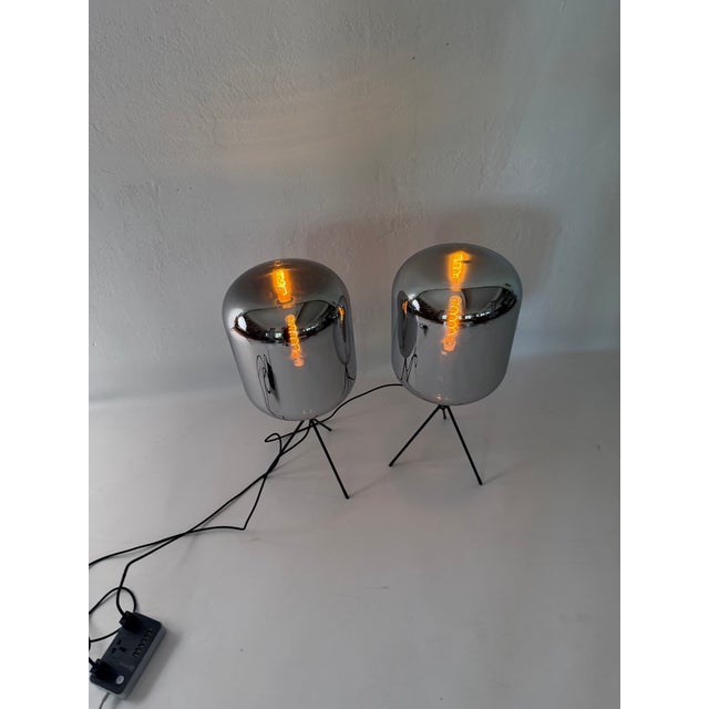 Glass Floor Lamps with Mirrored Smoked Glass, 2000s, Set of 2 For Sale - Image 7 of 9