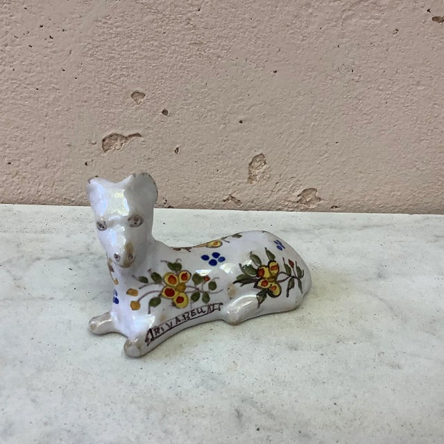 Set of 2 French Faience Dog & Ram Knife Rests Desvres Circa 1890 For Sale In Austin - Image 6 of 11