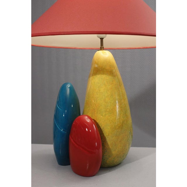 1990s Large Pebble Ceramic Table Lamp by François Chatain, France, 1990s For Sale - Image 5 of 14