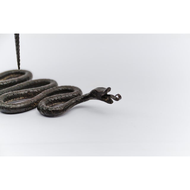 Black Hand-Forged Iron Snake Design Sculpture Candleholder, 1960s For Sale - Image 8 of 13