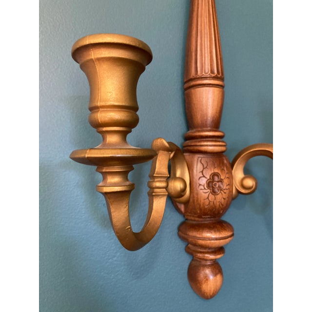 Mid 20th Century Vintage Wood & Resin Wall Candle Sconce For Sale - Image 5 of 9