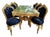 1980 Italian Baroque Gold Beech Black Velvet Dining Set - 7 PCS For Sale
