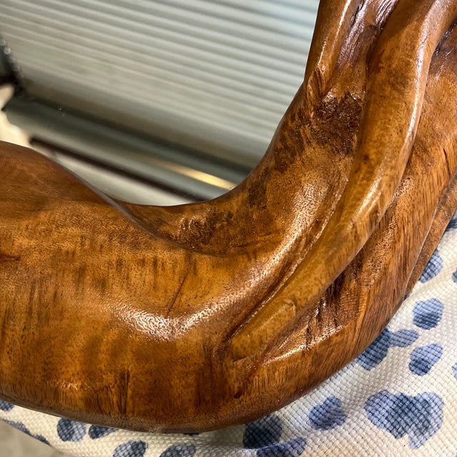 1970s Medium Size Intricate Octopus Hand Carved Wooden Mirror For Sale - Image 9 of 12