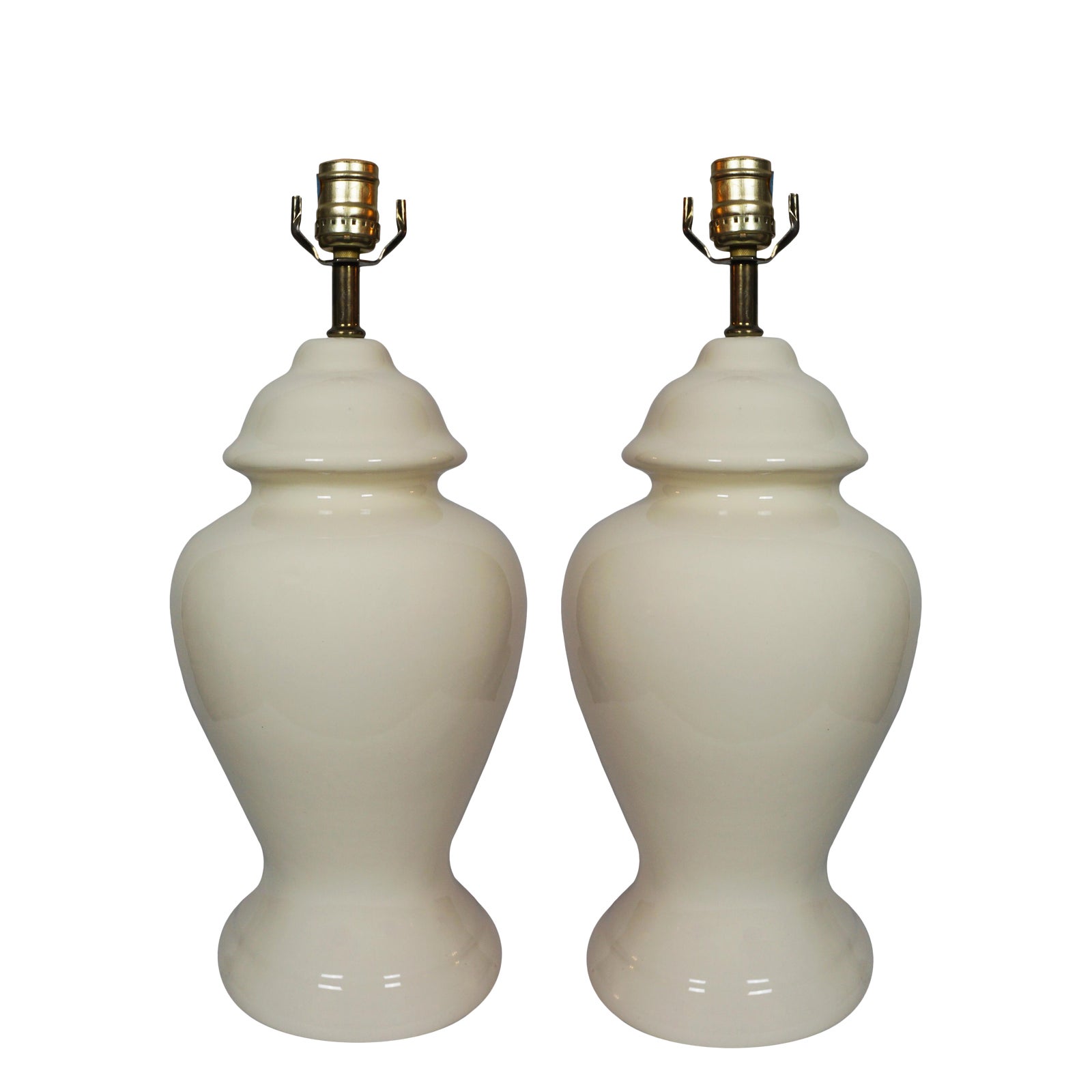 Large Vintage Ceramic Cream Ginger Jar Table Lamps a Pair Chairish