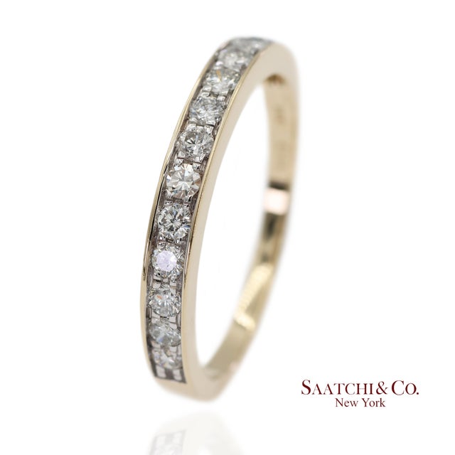14k 585 Solid Yellow Gold Natural Diamond Band Ring, Size 8.75 For Sale In New York - Image 6 of 11