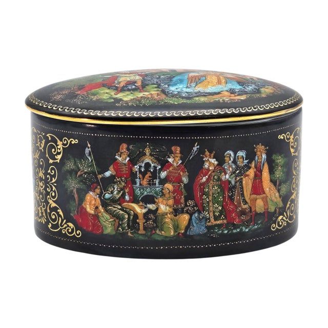 Palekh Porcelain Miniature Box “Tale of Tsar Saltan” by Vladimir Vlasov, Ussr, 4.25 For Sale - Image 10 of 18