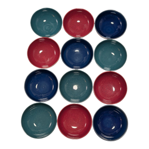 1990s Denby Harlequin Soup Bowls- Set of 12