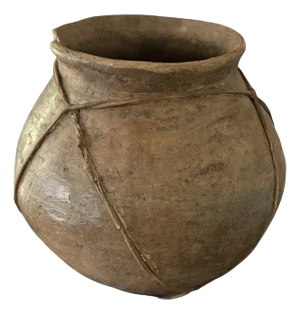 Mid 20th Century Handmade Mexican Tarahumara Rawhide Strung Olla Water Jug Pot