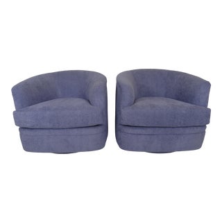 1980s Milo Baughman Swivel Lounge Chairs - a Pair For Sale