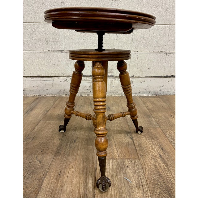 Antique Victorian Claw Foot Glass Ball Piano Stool For Sale - Image 9 of 9