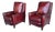 Pair of Vintage English Wingback Recliners in Burgundy Oxblood Leather For Sale