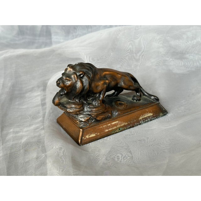 Antique Bronze Lion Paperweight For Sale - Image 4 of 12