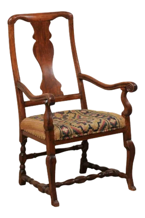 18th Century Vintage Swedish Rococo Arm Chair with Allmoge Seat