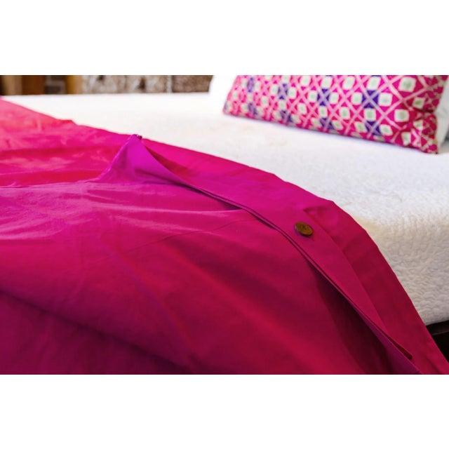 Pink Silk Blend Duvet Bed Cover For Sale - Image 4 of 6