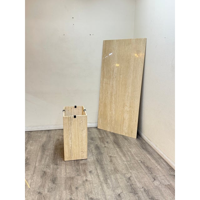 Beige Travertine Dining Table For Sale - Image 8 of 8