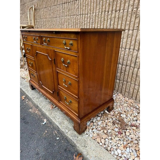 Wood Vintage Leopold Stickley Furniture Georgian Solid Cherry Double Dresser Cabinet or Sideboard For Sale - Image 7 of 12