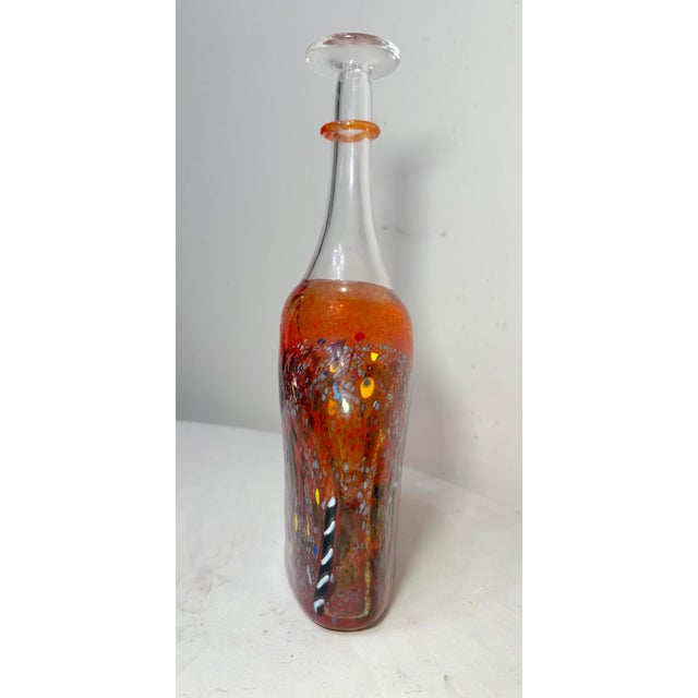 Red Vintage Kosta Boda Satellite Signed Bertil Vallien Red Bottle Vase Sculpture For Sale - Image 8 of 14